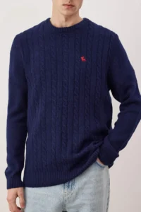 TRENDYOLMİLLA MEN NAVY BLUE Regular/Normal Cut Crew Neck animals Embroidery Soft Touch Sweater - Image 3