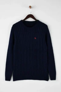 TRENDYOLMİLLA MEN NAVY BLUE Regular/Normal Cut Crew Neck animals Embroidery Soft Touch Sweater - Image 5