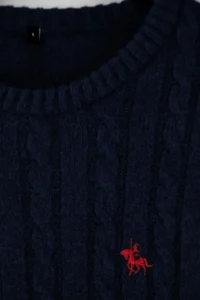 TRENDYOLMİLLA MEN NAVY BLUE Regular/Normal Cut Crew Neck animals Embroidery Soft Touch Sweater - Image 6