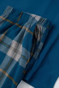 TRENDYOLMİLLA MEN NAVY BLUE Regular Plaid Patterned Soft Touch Knitting Pajama Set - Image 2