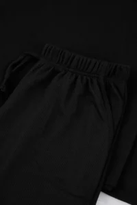 TRENDYOLMİLLA MEN Black Regular Soft Waffle Knitting Pajama Set - Image 6