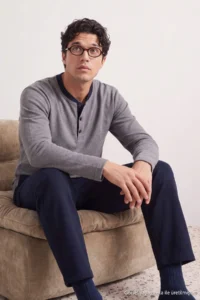 TRENDYOLMİLLA MEN Smoke Gray Regular Collar buttoned Knitting Pajama Set - Image 3