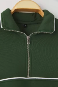TRENDYOLMİLLA MEN Emerald Green Yeni Oversized/Wide Cut High Neck Biye Detailed Sweatshirt - Image 6