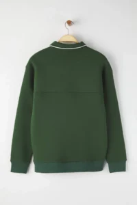 TRENDYOLMİLLA MEN Emerald Green Yeni Oversized/Wide Cut High Neck Biye Detailed Sweatshirt - Image 8