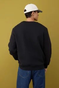 TRENDYOLMİLLA MEN Black Regular/Normal Cut Crew Neck Thick/Fleece Inside Sweatshirt - Image 8