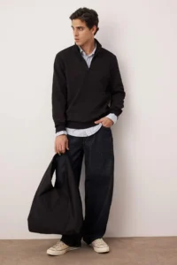 TRENDYOLMİLLA MEN Black Regular/Normal Cut Thick High Neck Sweatshirt