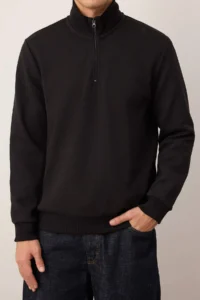 TRENDYOLMİLLA MEN Black Regular/Normal Cut Thick High Neck Sweatshirt - Image 3