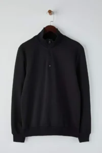 TRENDYOLMİLLA MEN Black Regular/Normal Cut Thick High Neck Sweatshirt - Image 5
