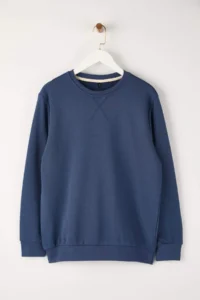 TRENDYOLMİLLA MEN Indigo Rahat Cut Basic Crew Neck Sweatshirt - Image 5