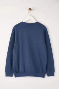 TRENDYOLMİLLA MEN Indigo Rahat Cut Basic Crew Neck Sweatshirt - Image 7