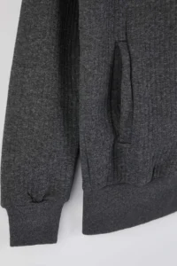 TRENDYOLMİLLA MEN Gray Regular/Normal Cut textured Hooded Sweatshirt - Image 6