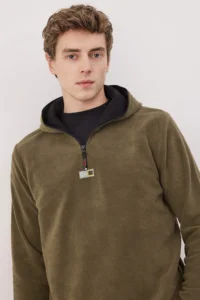 TRENDYOLMİLLA MEN Khaki slim/slim Fit Fleece Zippered Hooded Sweatshirt - Image 2