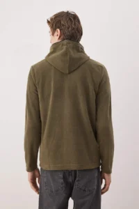 TRENDYOLMİLLA MEN Khaki slim/slim Fit Fleece Zippered Hooded Sweatshirt - Image 4