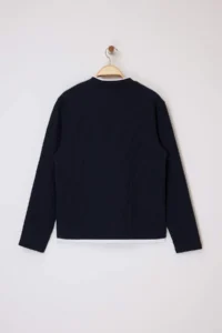 TRENDYOLMİLLA MEN NAVY BLUE Regular/Normal Cut textured Basic Sweatshirt - Image 2