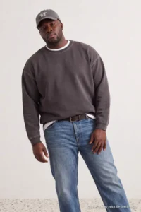 TRENDYOLMİLLA MEN Plus Size Anthracite Oversized/Rahat Pattern Kontrast stitched Sweatshirt - Image 2