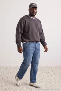 TRENDYOLMİLLA MEN Plus Size Anthracite Oversized/Rahat Pattern Kontrast stitched Sweatshirt - Image 3