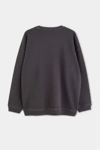 TRENDYOLMİLLA MEN Plus Size Anthracite Oversized/Rahat Pattern Kontrast stitched Sweatshirt - Image 8