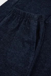 TRENDYOLMİLLA MEN NAVY BLUE Regular Fit Button Collar Knitting Pajama Set - Image 3