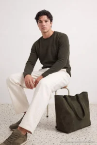 TRENDYOLMİLLA MEN Khaki Regular/Rahat Pattern Waffle textured Knitting Sweatshirt - Image 4