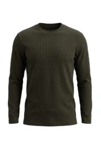 TRENDYOLMİLLA MEN Khaki Regular/Rahat Pattern Waffle textured Knitting Sweatshirt - Image 5
