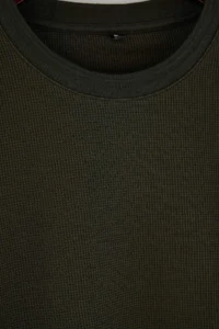 TRENDYOLMİLLA MEN Khaki Regular/Rahat Pattern Waffle textured Knitting Sweatshirt - Image 6