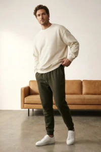 TRENDYOLMİLLA MEN Khaki Basic Regular/Normal Cut Tyre Hem Jogger Sweatpants - Image 2