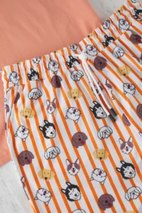 TRENDYOLMİLLA MEN Unisex Orange Regular Fit Dog Printed Knitting OF shorts Pajama Set - Image 4