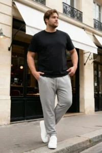 TRENDYOLMİLLA MEN Plus Size Gray Oversized/Wide Cut Sweatpants