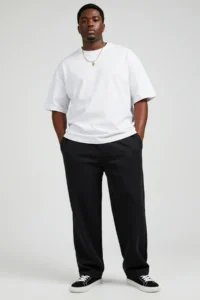 TRENDYOLMİLLA MEN Black Plus Size Oversized/Wide Cut textured Loose Sweatpants - Image 3