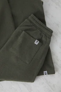 TRENDYOLMİLLA MEN Khaki Oversized/Wide Cut textured Short Sleeve Tracksuit - Image 8