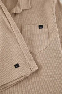 TRENDYOLMİLLA MEN Camel Regular Cut textured Polo Shirt Shirt Collar T-Shirt Shorts Plus Size Tracksuit - Image 5