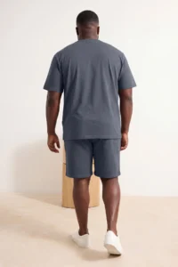 TRENDYOLMİLLA MEN Plus Size Anthracite Regular/Normal Cut 100% Cotton Tracksuit - Image 3
