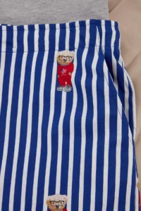 TRENDYOLMİLLA MEN Plus Size Gray Regular Cut Striped Teddy Bear Patterned Knitting Pajama Set - Image 4