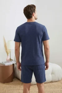 TRENDYOLMİLLA MEN Indigo Regular Cut 3 Sets Paket textured Tracksuit - Image 3