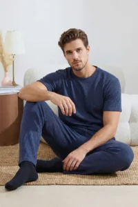 TRENDYOLMİLLA MEN Indigo Regular Cut 3 Sets Paket textured Tracksuit - Image 5