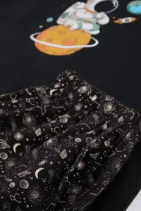 TRENDYOLMİLLA MEN Black Regular Cut Galaxy pattern Cotton Pajama Set - Image 7