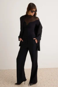 TRENDYOLMİLLA Black Collar Detailed Long Sleeve Tulle Bodysuit .D.00030 - Image 2