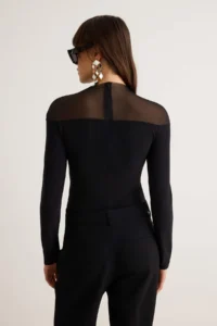 TRENDYOLMİLLA Black Collar Detailed Long Sleeve Tulle Bodysuit .D.00030 - Image 4