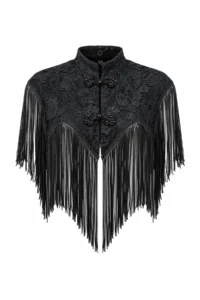 TRENDYOLMİLLA Black Tassel Detailed Ornate Cloak Blouse - Image 4