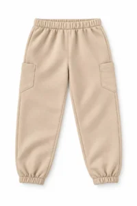 twins tailors Pack of 3 Unisex Beige-Black-Navy Blue Children's Sweatpants with Fleece Inside and Elastic Legs - Image 2