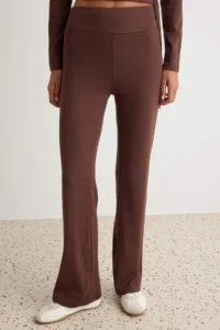 TRENDYOLMİLLA Brown Double breasted Close-fitting Long Sleeve Flexible Knitting Top and Bottom Set - Image 3