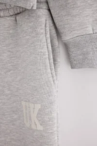 TRENDYOLMİLLA Teen Gray Melange Embroidered High Neck Zippered Wideleg/Wide Leg Knitting Tracksuit - Image 2