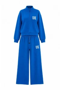 TRENDYOLMİLLA Teen Saks BLUE Embroidered High Neck Zippered Wideleg/Wide Leg Knitting Tracksuit - Image 5