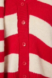 TRENDYOLMİLLA Red Shawl Detailed Soft textured Oversized V-neck Knitwear Cardigan - Image 2