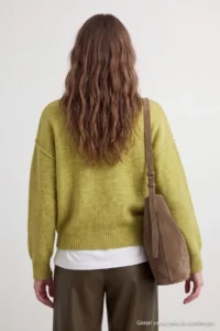 TRENDYOLMİLLA Wardrobe Essentials Oil Green Woolly Premium Thread Basic Wide Pattern Knitwear Sweater | - Image 6