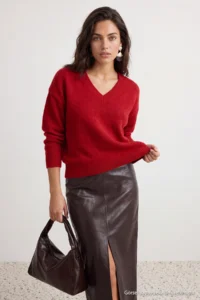 TRENDYOLMİLLA Red Wardrobe Essentials Woolly Premium Thread Basic Knitwear Sweater