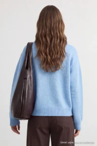 TRENDYOLMİLLA Wardrobe Essentials Baby BLUE Woolly Basic Wide Pattern Special Thread Knitwear Sweater - Image 5