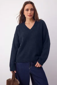 TRENDYOLMİLLA Wardrobe Essentials NAVY BLUE Basic Wide Pattern Soft textured Knitwear Sweater | - Image 2