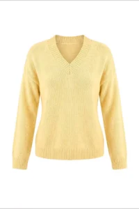 TRENDYOLMİLLA Wardrobe Essentials Yellow Basic Wide Pattern Soft textured T Knitwear Sweater - Image 5