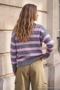 TRENDYOLMİLLA Anthracite Striped Wardrobe Essentials Wool Blended Premium Thread Knitwear Sweater | - Image 4